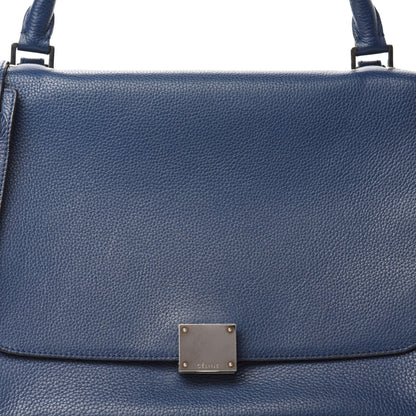 Celine Drummed Calfskin Suede Medium Trapeze Navy 9 of 9