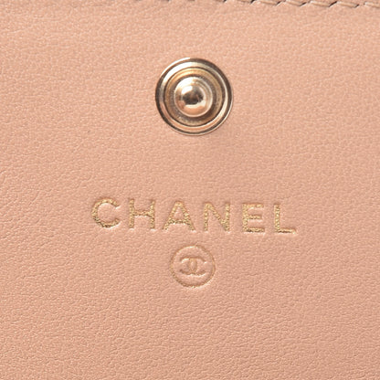 Chanel Camellia Calfskin Embossed Quilted Flap Card Holder Beige 6 of 8