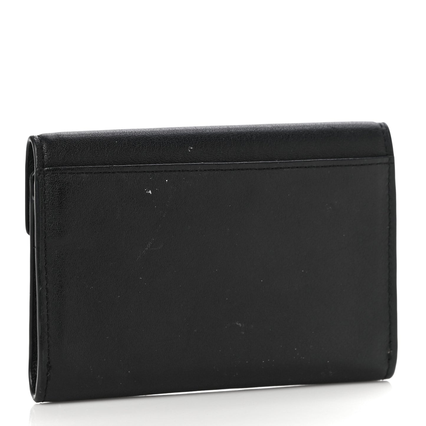 Calfskin Heart Studded Small Envelope Wallet Black