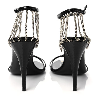 Saint Laurent Ayers Laquer Chain Sunset 95 Pumps 38 Black 6 of 13