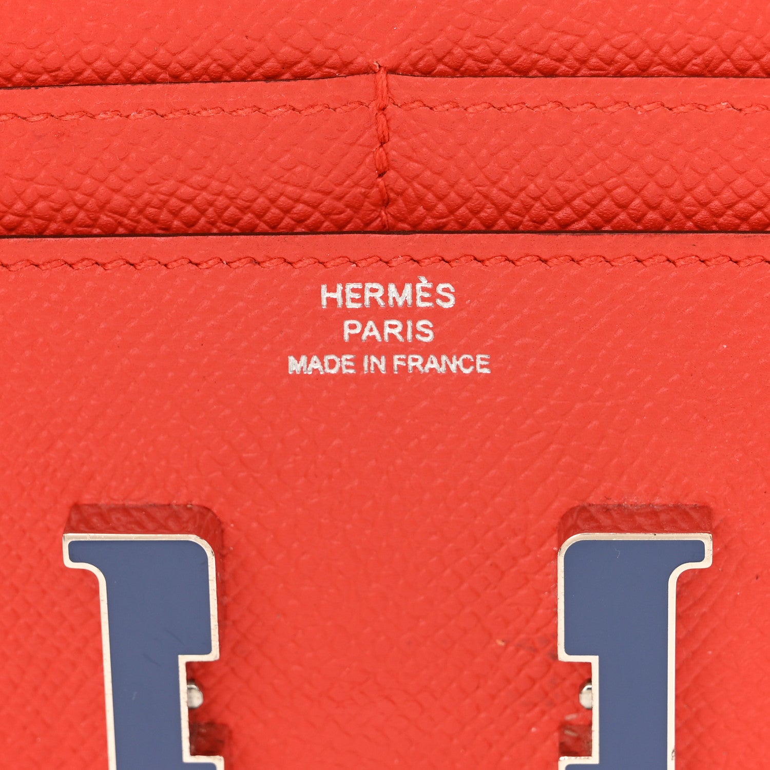 Hermes Epsom Enamel Constance Short Wallet Capucine Bleu Brighton 7 of 8