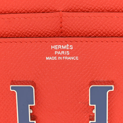 Hermes Epsom Enamel Constance Short Wallet Capucine Bleu Brighton 7 of 8