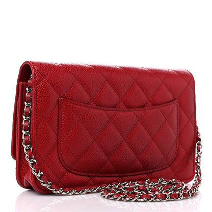 Chanel Caviar Quilted Wallet on Chain WOC Red 3 of 15