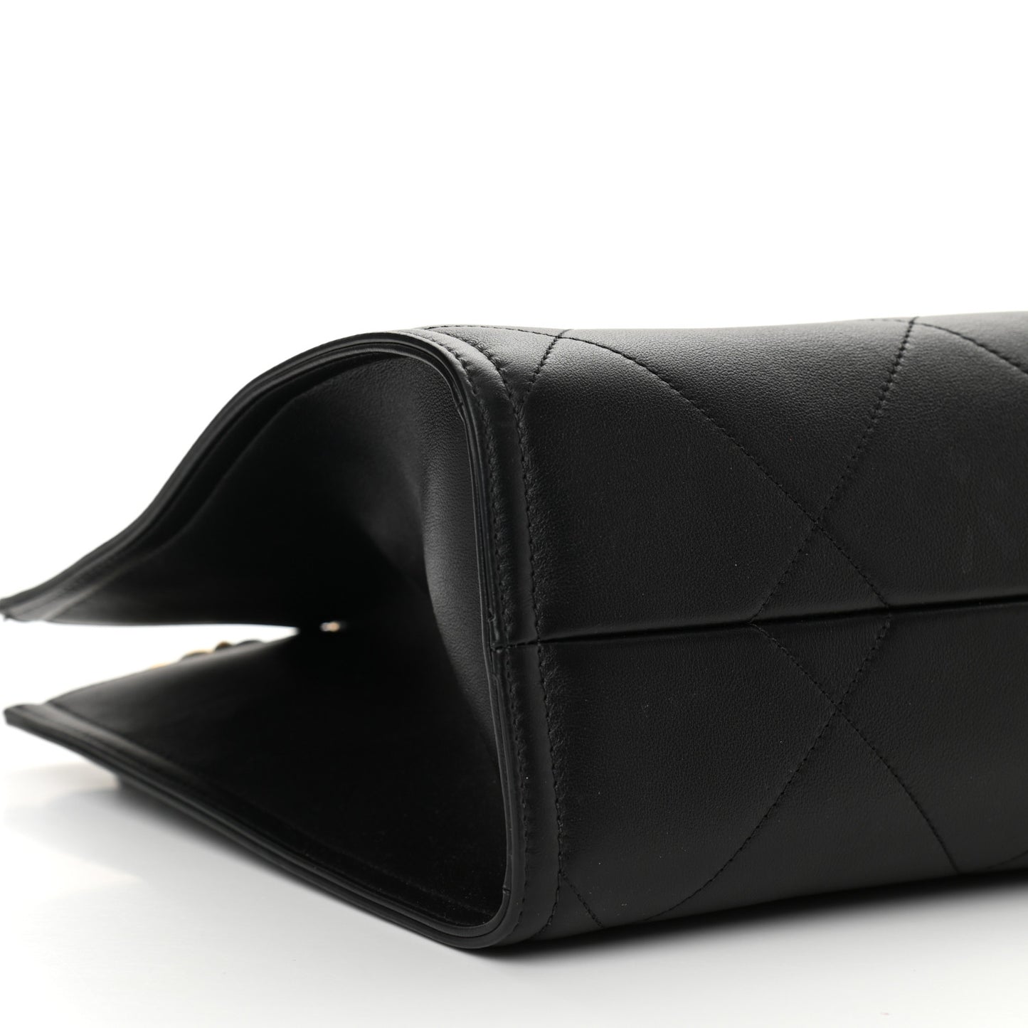 Calfskin Stitched Small Shopping Bag Black
