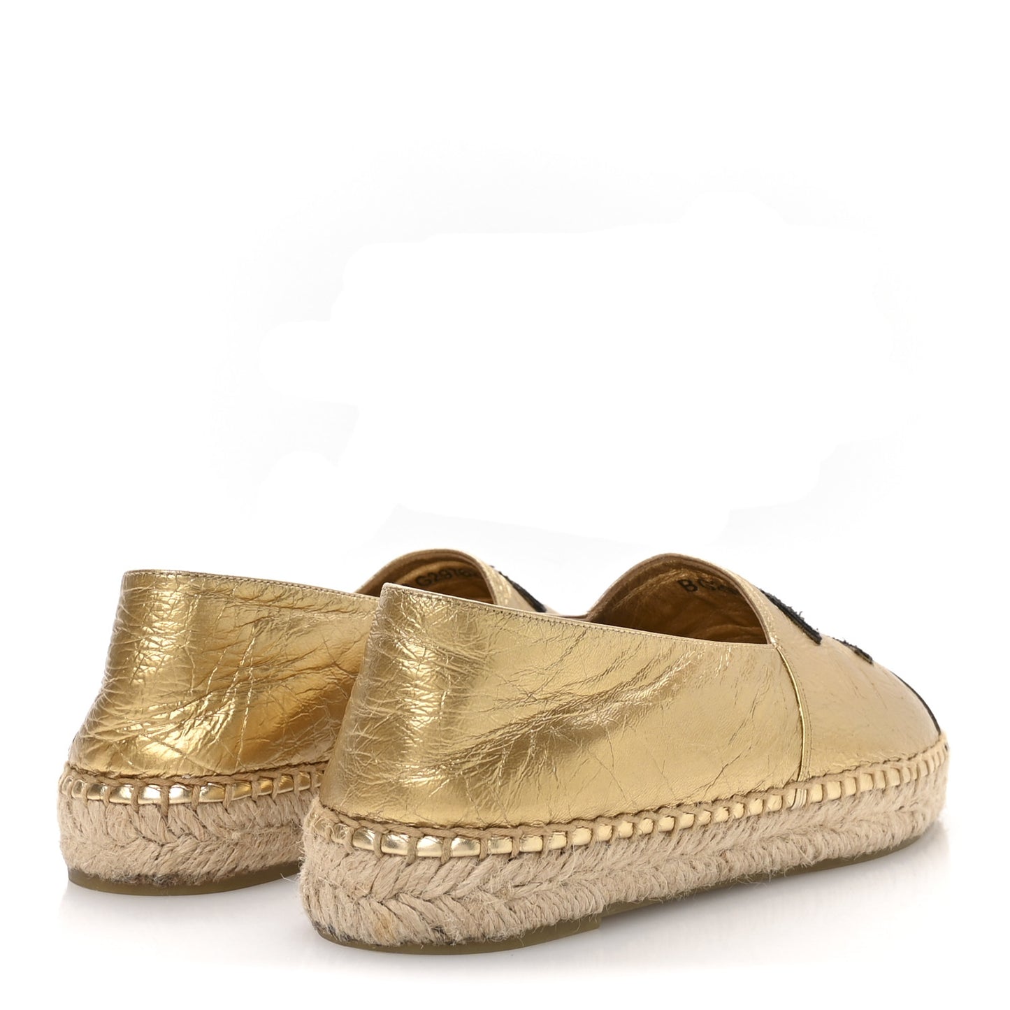 Laminated Lambskin Grosgrain CC Espadrilles 40 Gold Black