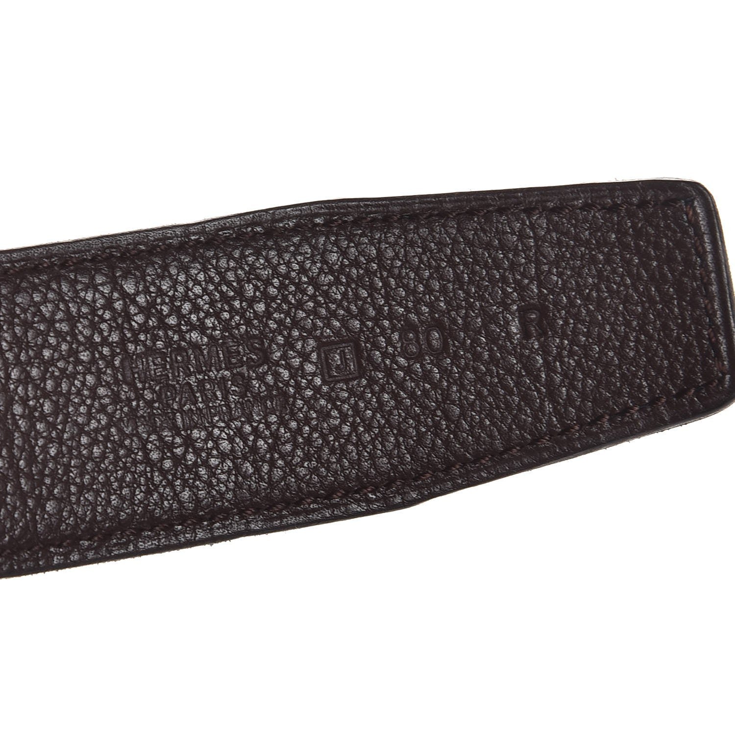 Hermes Box Togo 32mm Belt Strap 80 Black Chocolate 4 of 5