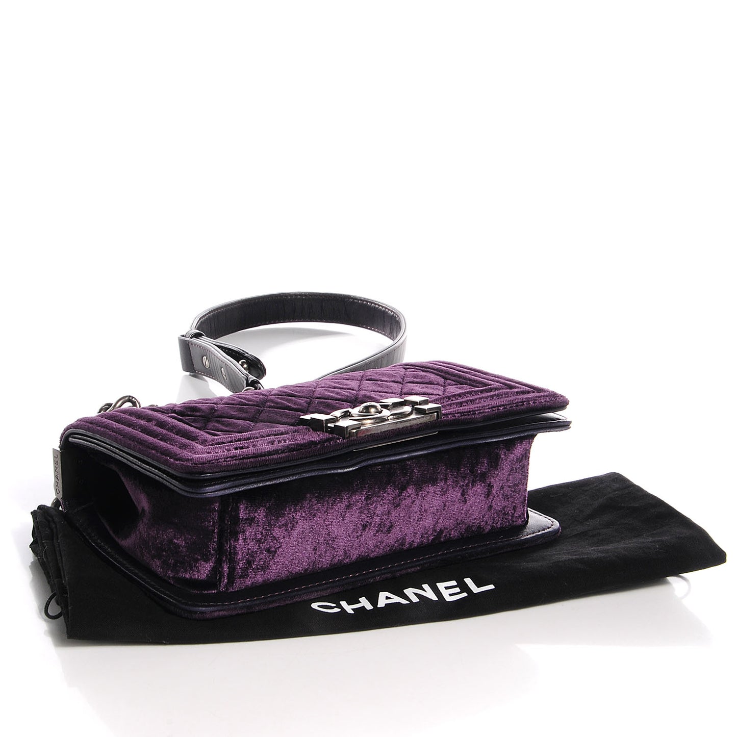 Velvet Quilted Small Boy Flap Purple
