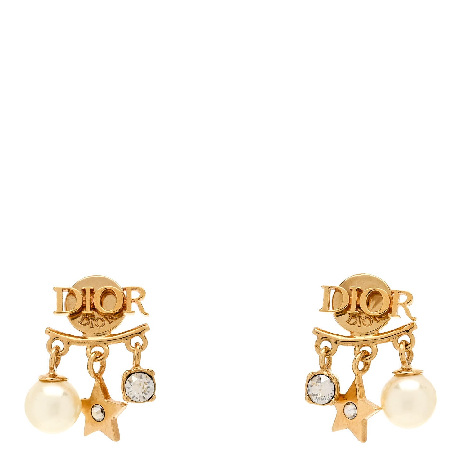 Christian Dior Pearl Crystal Dio(r)evolution Star Earrings Gold 1 of 5