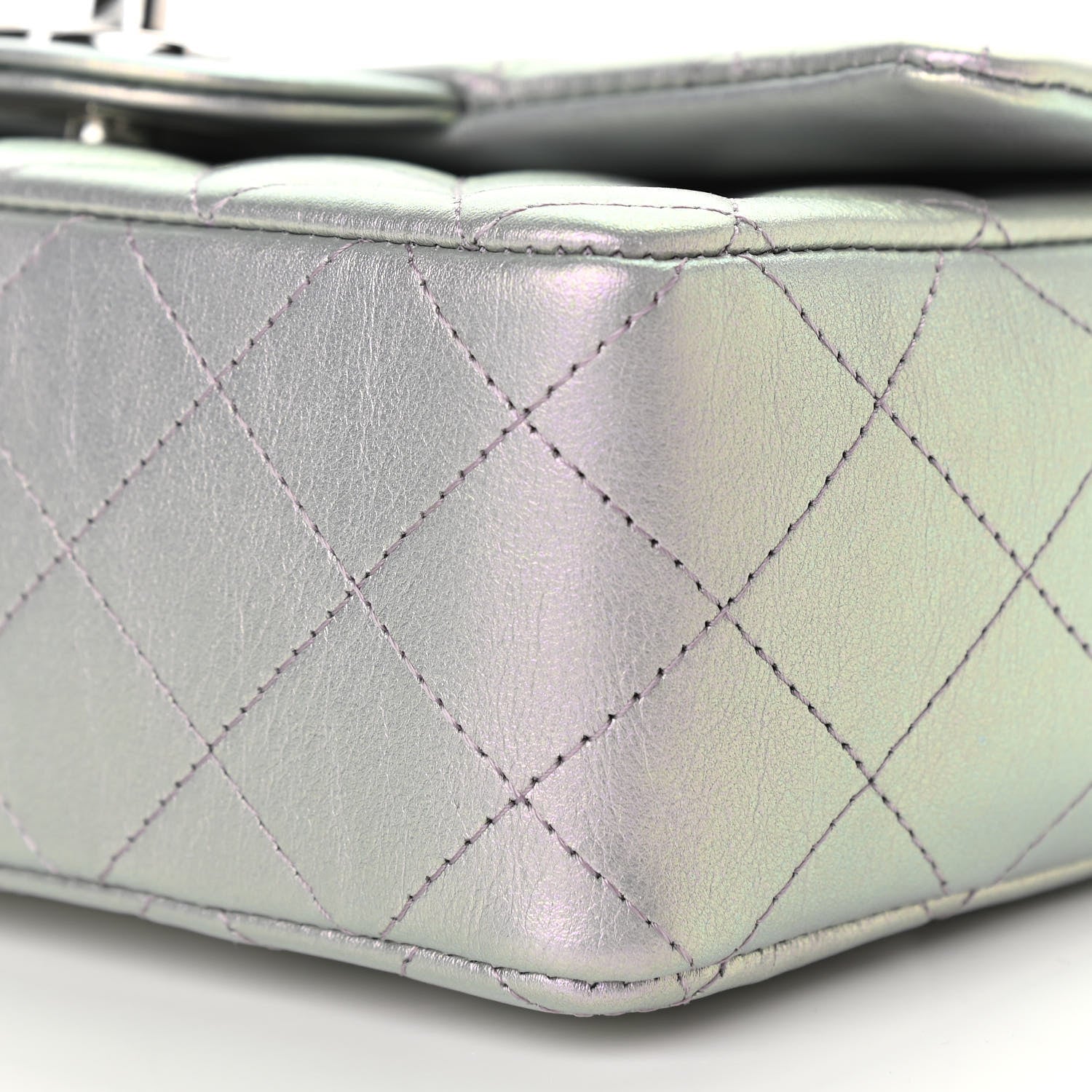 Chanel Iridescent Calfskin Quilted Mini Rectangular Flap Light Purple 10 of 10