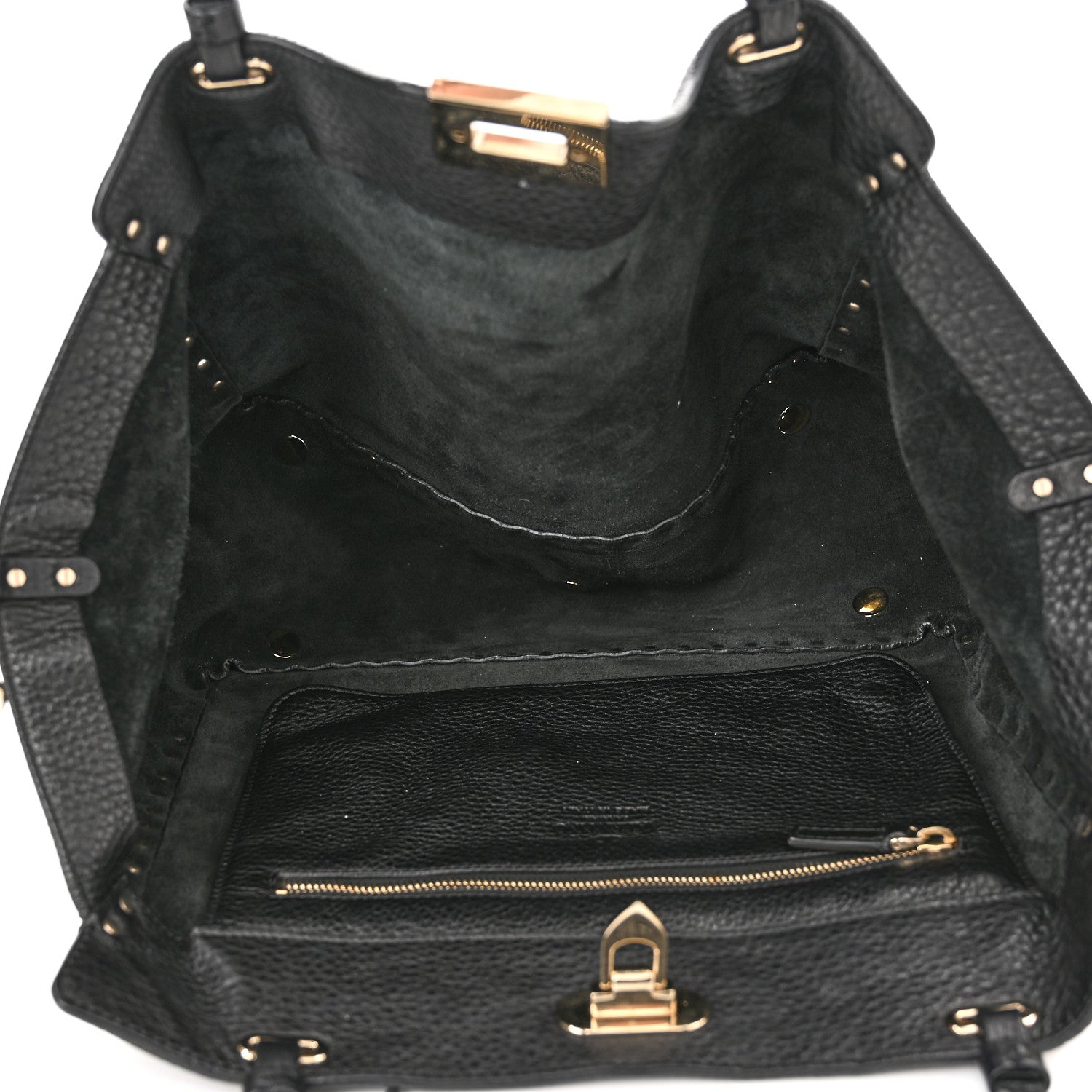 Valentino Garavani Alce Printed Calfskin Medium Rockstud Tote Black 5 of 11