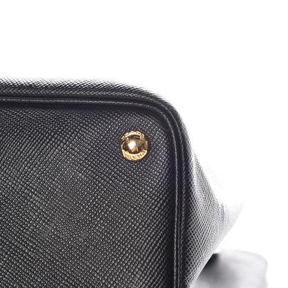 Prada Saffiano Cuir Large Double Bag Black Fuoco 16 of 18