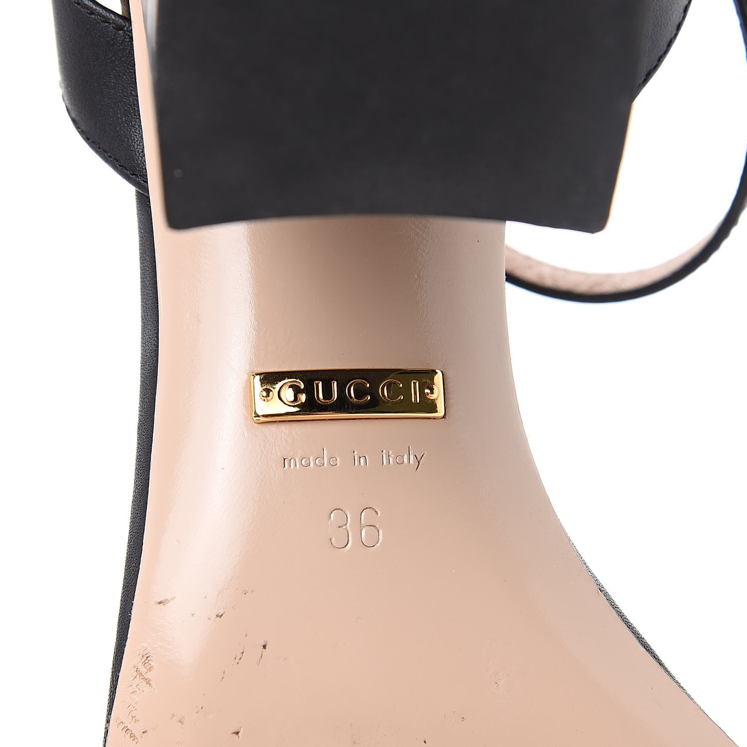 Gucci Lifford Calfskin GG Marmont Ankle Wrap 75mm Sandals 36 Black 7 of 11