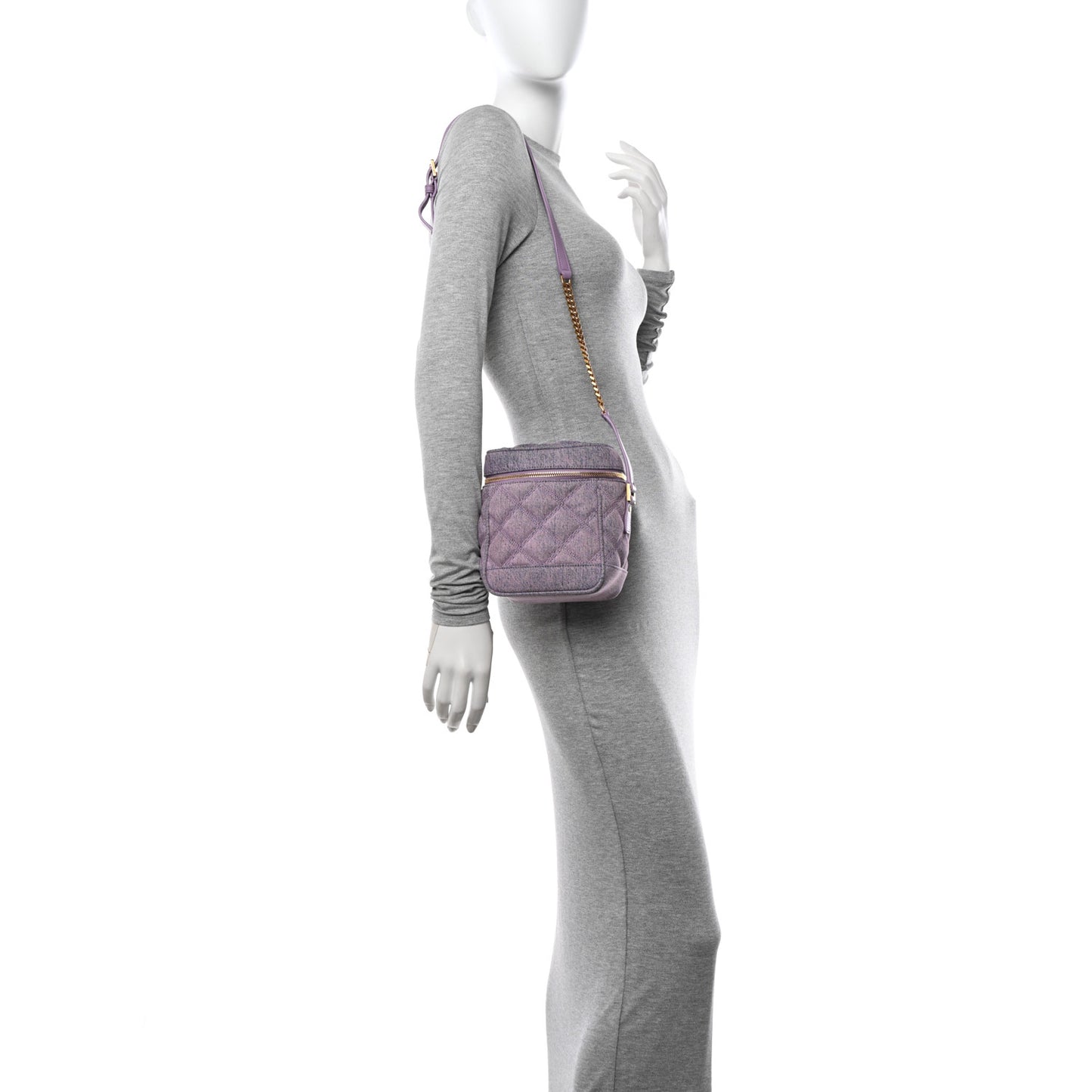 denim Quilted 80's Vanity Bag Bleached Lilac
