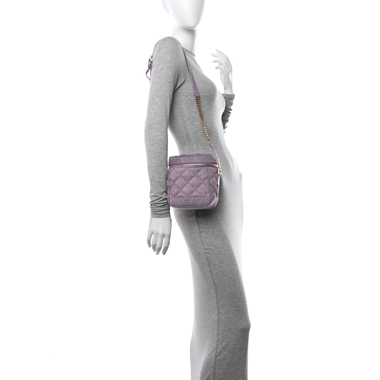 Saint Laurent denim Quilted 80's Vanity Bag Bleached Lilac 2 of 10