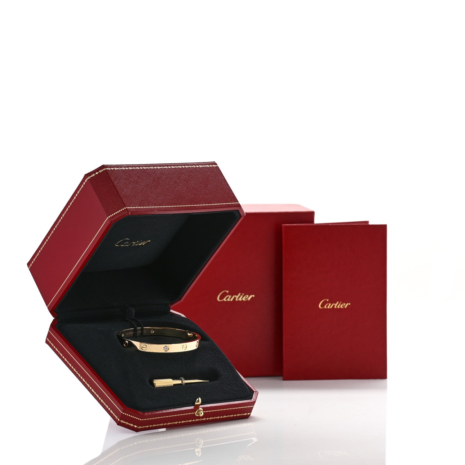 Cartier 18K Yellow Gold 4 Diamond LOVE Bracelet 18 9 of 9