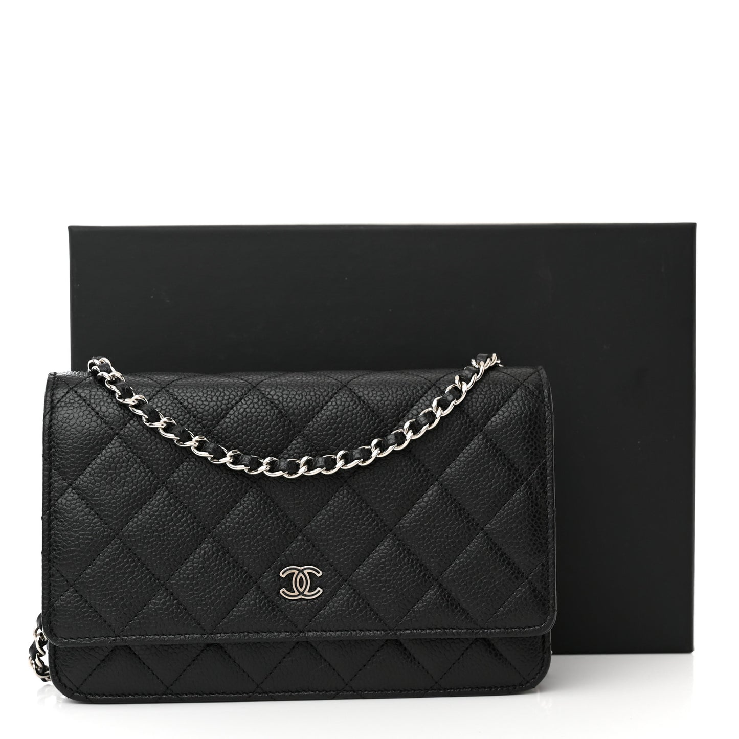 Caviar Quilted Wallet on Chain WOC Black