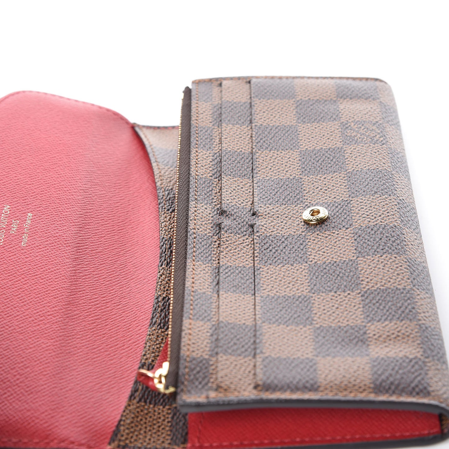 Damier Ebene Emilie Wallet Red