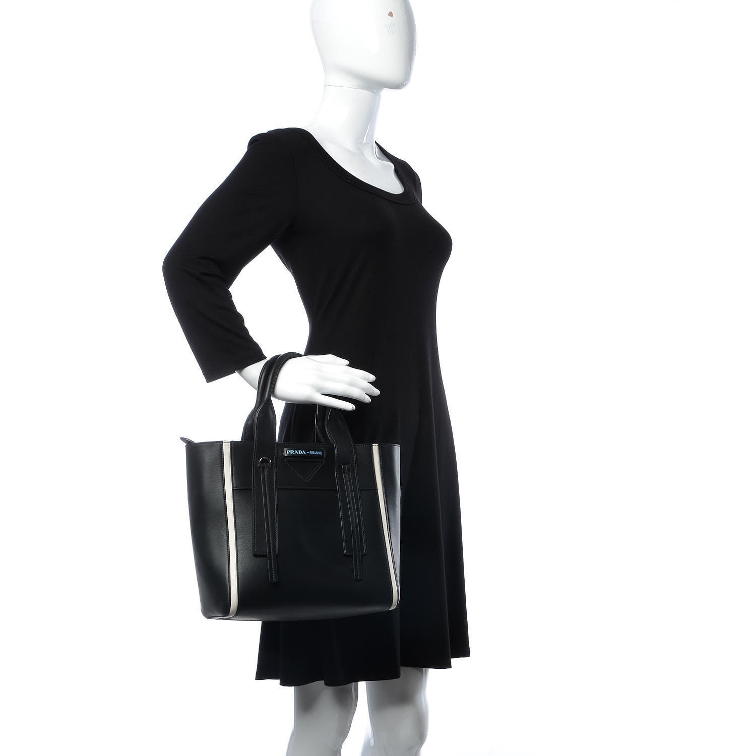 Prada Grace Lux Light Small Ouverture Shoulder Bag Black White 2 of 14