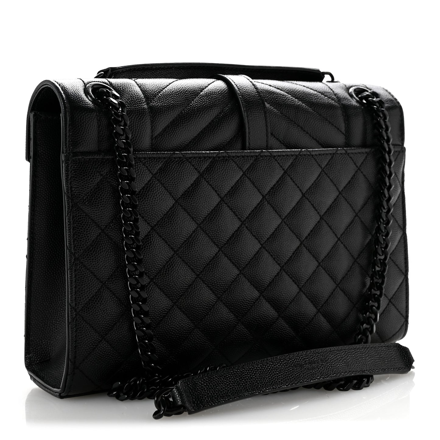 Grain De Poudre Textured Mixed Matelasse Triquilt Medium Monogram Monochrome Satchel Black