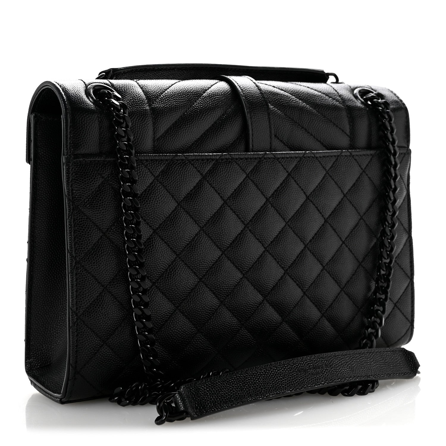 Saint Laurent Grain De Poudre Textured Mixed Matelasse Triquilt Medium Monogram Monochrome Satchel Black 2 of 12