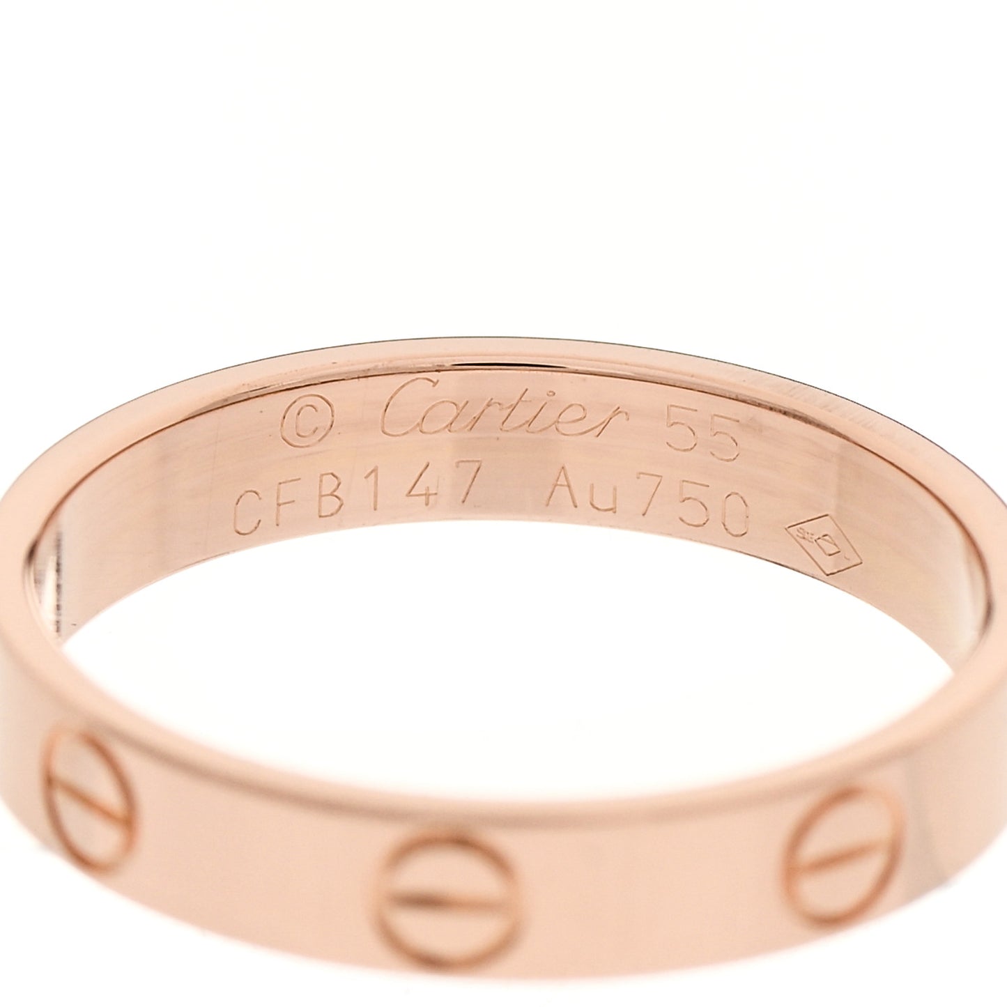 18K Pink Gold 3.5mm LOVE Wedding Band Ring 55 7.25