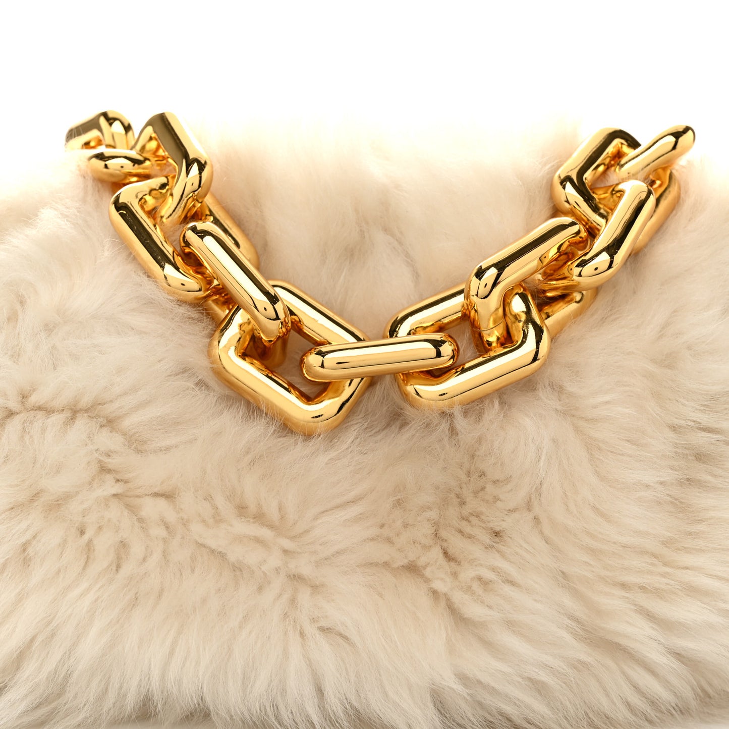 Shearling Lambskin The Pouch Chain White