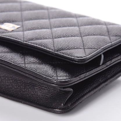 Chanel Letter Calfskin Embossed Quilted Wallet On Chain WOC Black 9 of 9