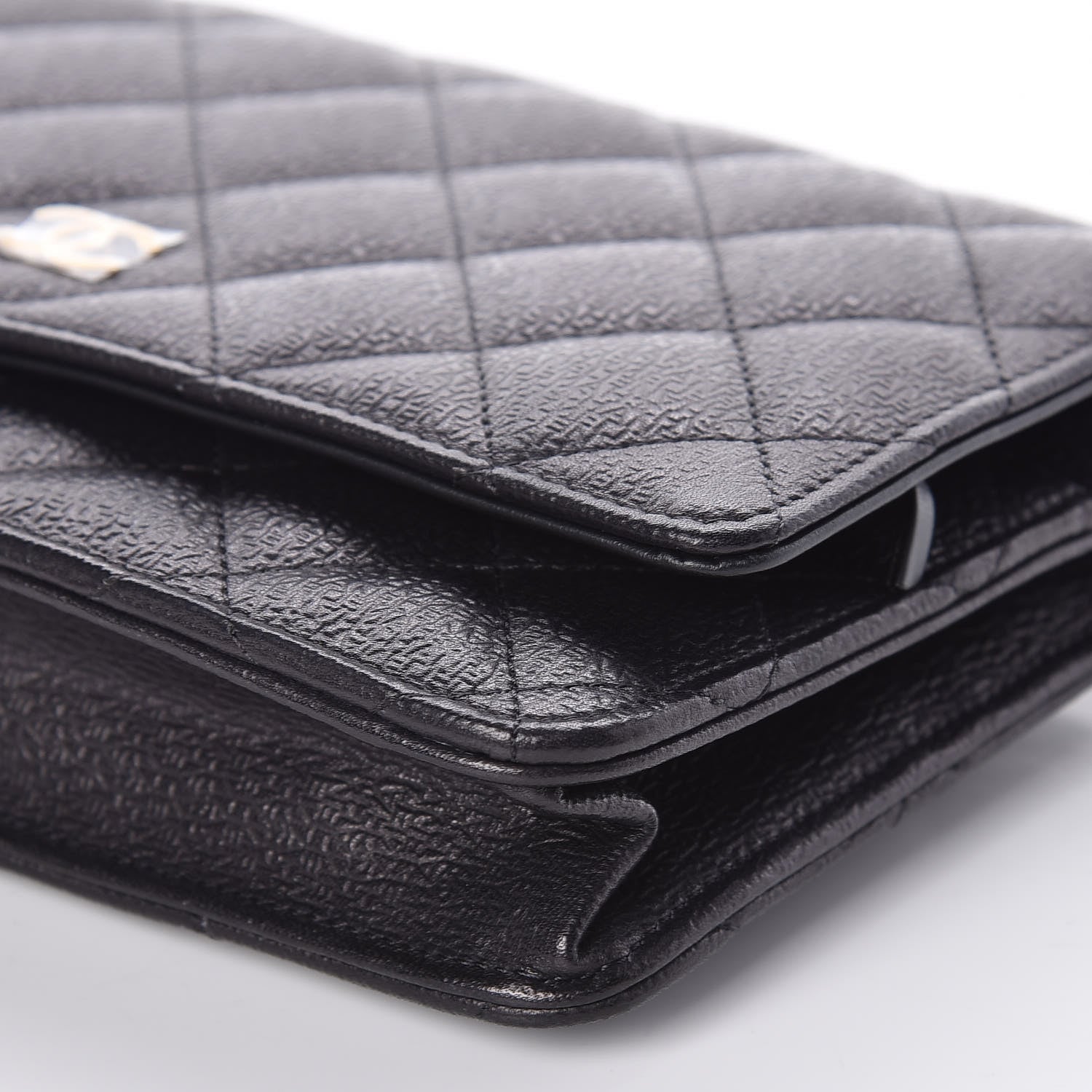 Chanel Letter Calfskin Embossed Quilted Wallet On Chain WOC Black 9 of 9