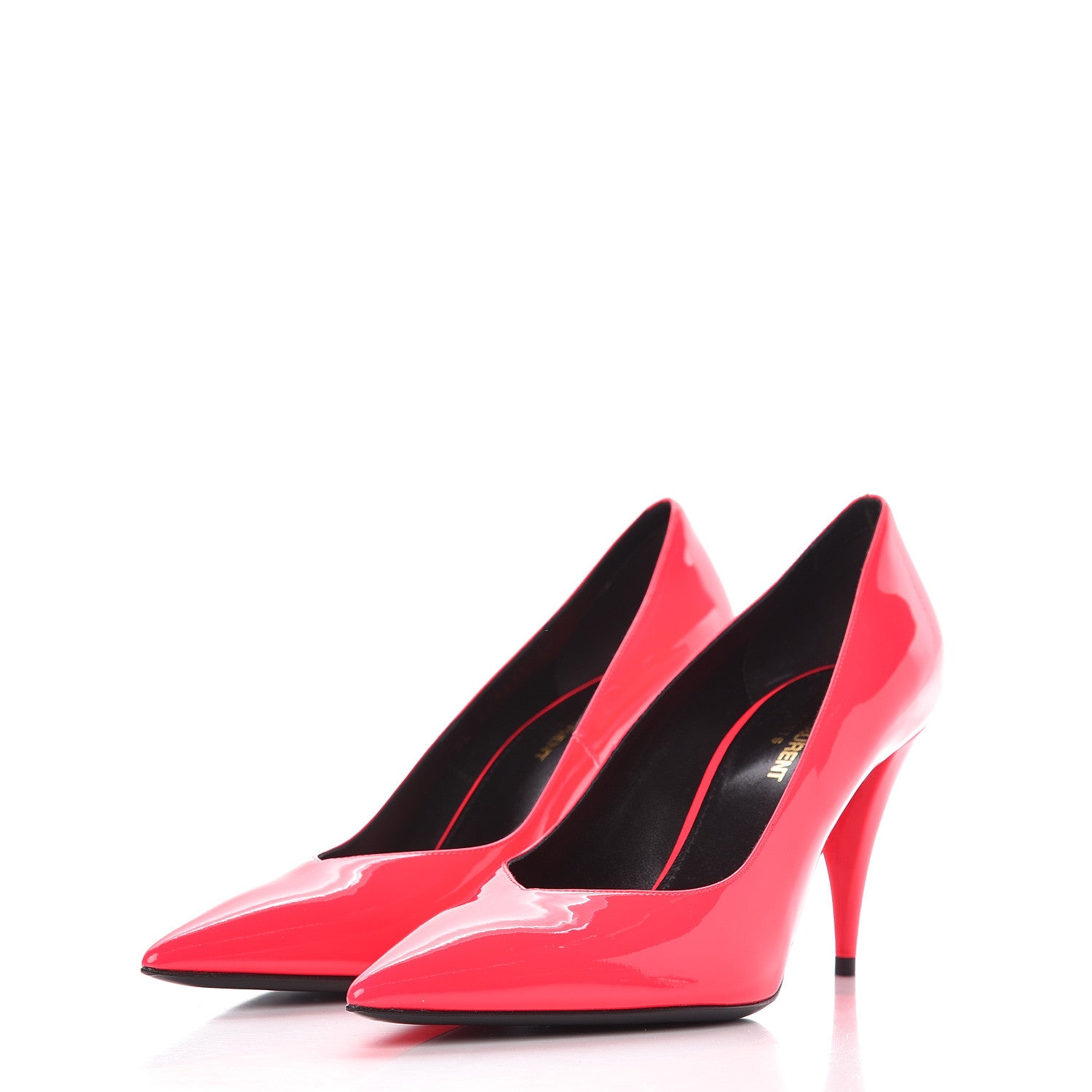 Saint Laurent Patent Calfskin Kiki 85 Pumps 38 Neon Pink 3 of 9