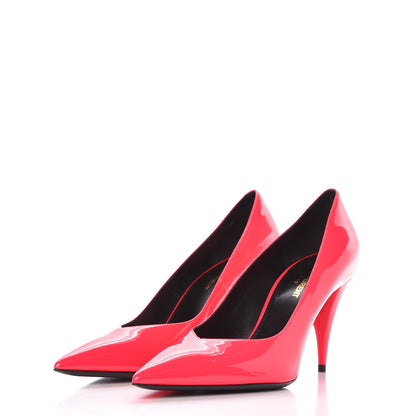 Saint Laurent Patent Calfskin Kiki 85 Pumps 38 Neon Pink 3 of 9