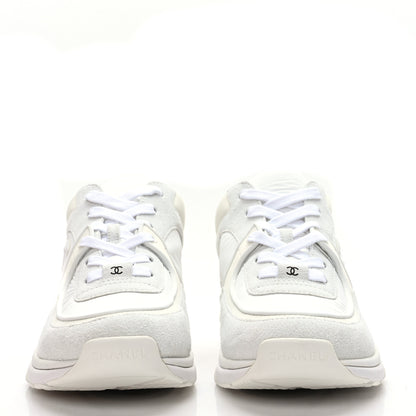 Chanel Suede Calfskin Fabric CC Sneakers 40 White 2 of 7