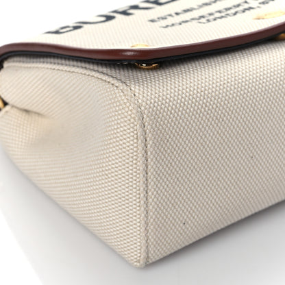Burberry Calfskin Canvas Horseferry Print Hackberry Crossbody Bag Natural Tan 8 of 10