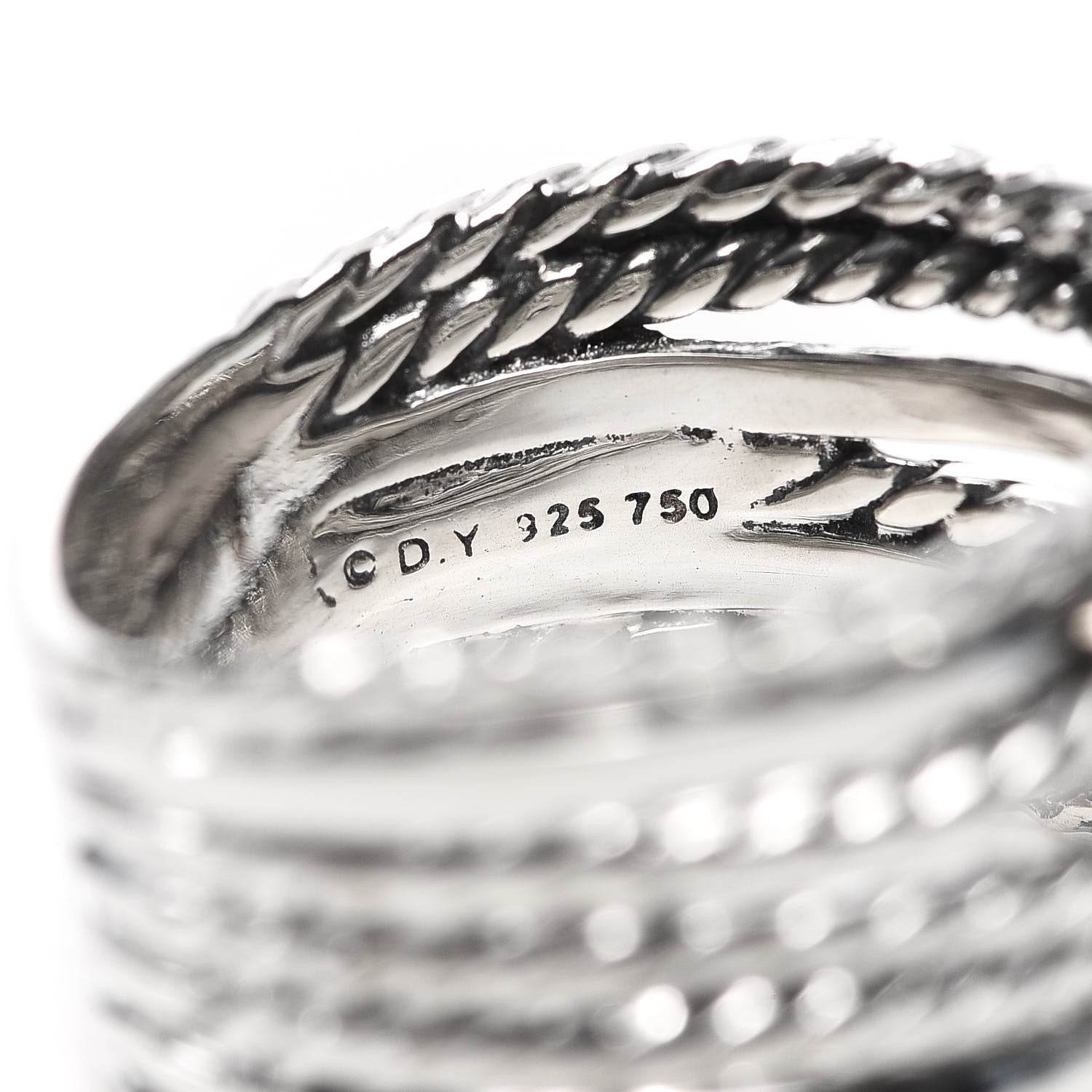 David Yurman Sterling Silver 18K Yellow Gold Double X Crossover Ring 57 8 4 of 4