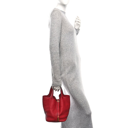 Hermes Taurillon Clemence Picotin Lock 22 MM Rouge Grenat 2 of 12