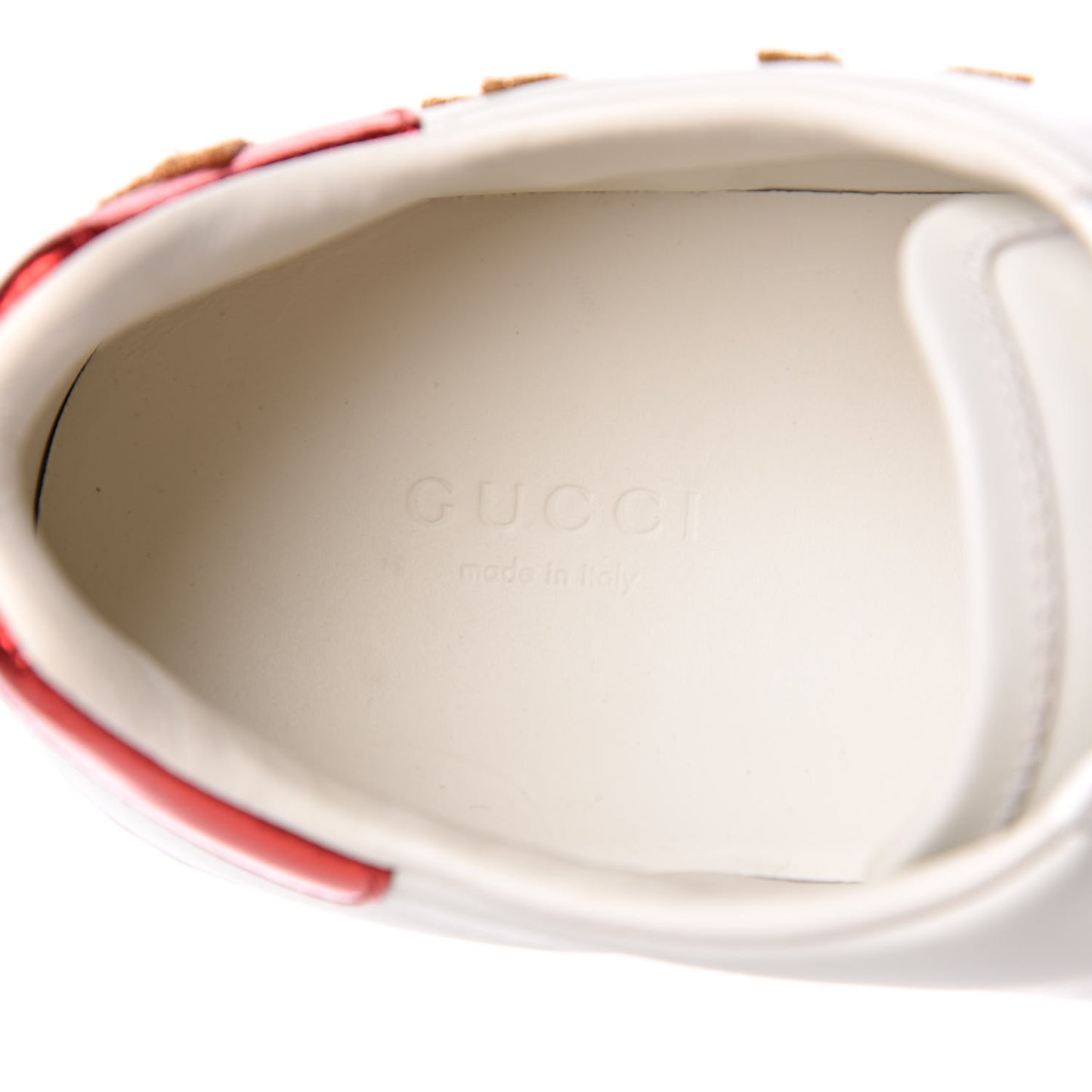 Calfskin Nappa Web LOVED Embroidered Womens Ace Sneakers 40 White Red Flame Notte