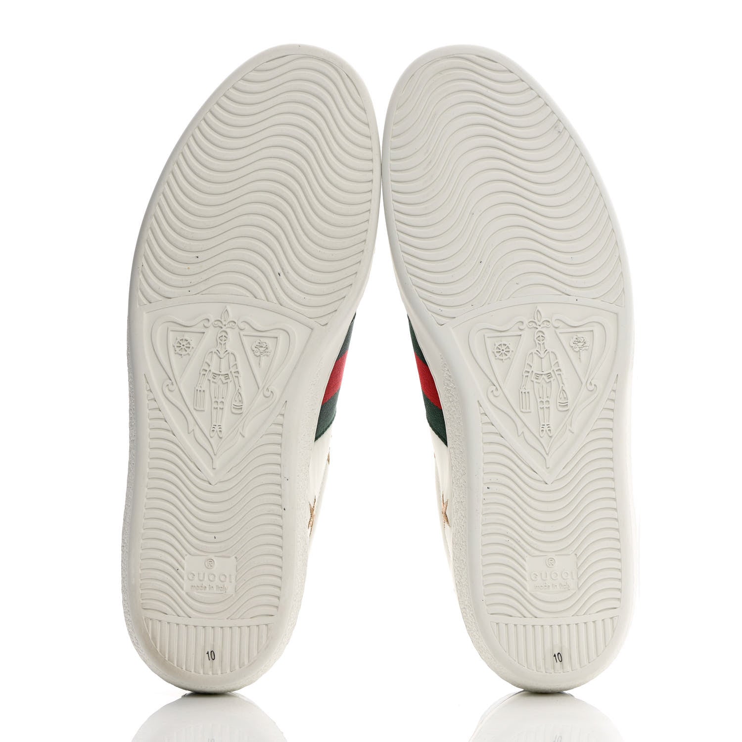 Gucci Calfskin Ayers Web Bee Star Embroidered Mens Ace Sneakers 10 White Green 5 of 14