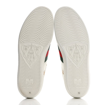 Gucci Calfskin Ayers Web Bee Star Embroidered Mens Ace Sneakers 10 White Green 5 of 14