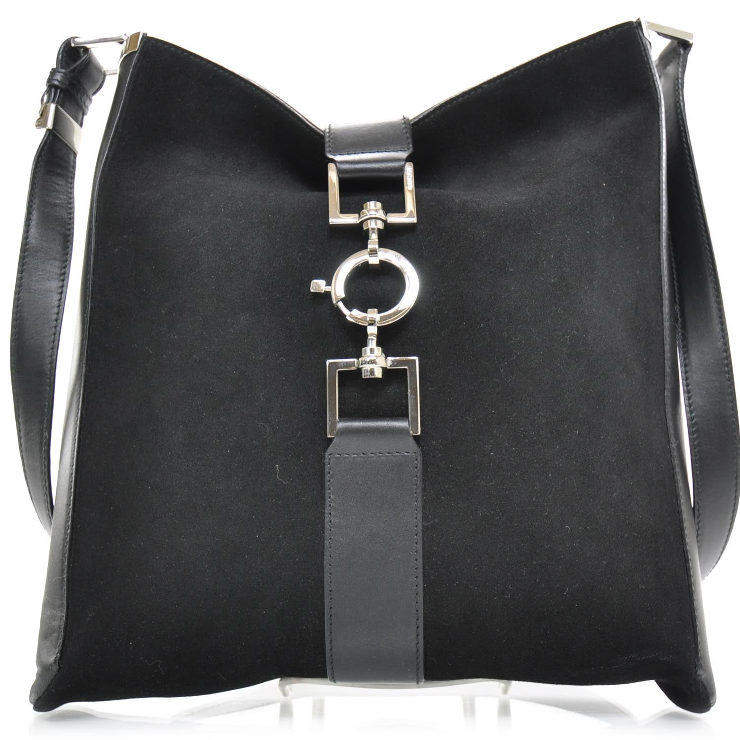 Gucci Suede and Leather Shoulder Bag Black 1 of 8