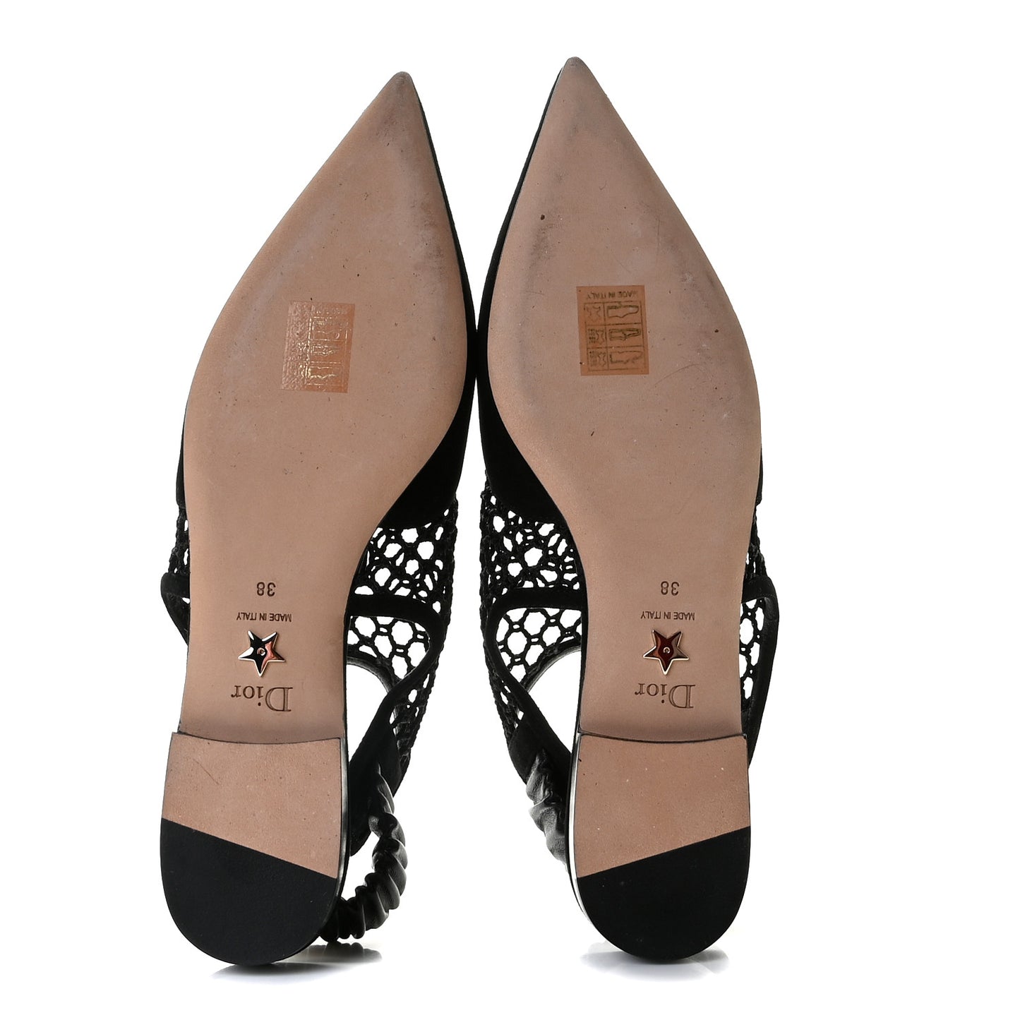 Suede Resille Dior-I Slingback Flats 38 Black