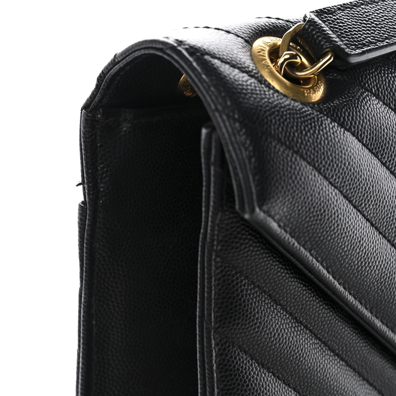 Saint Laurent Grain De Poudre Matelasse Chevron Large Monogram Satchel Black 8 of 12