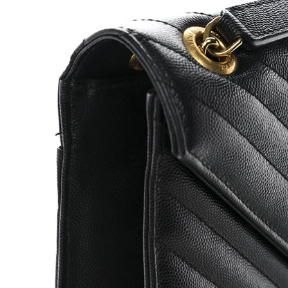 Saint Laurent Grain De Poudre Matelasse Chevron Large Monogram Satchel Black 8 of 12