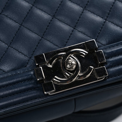 Chanel Calfskin Quilted Medium Boy Flap Dark Navy 11 of 12