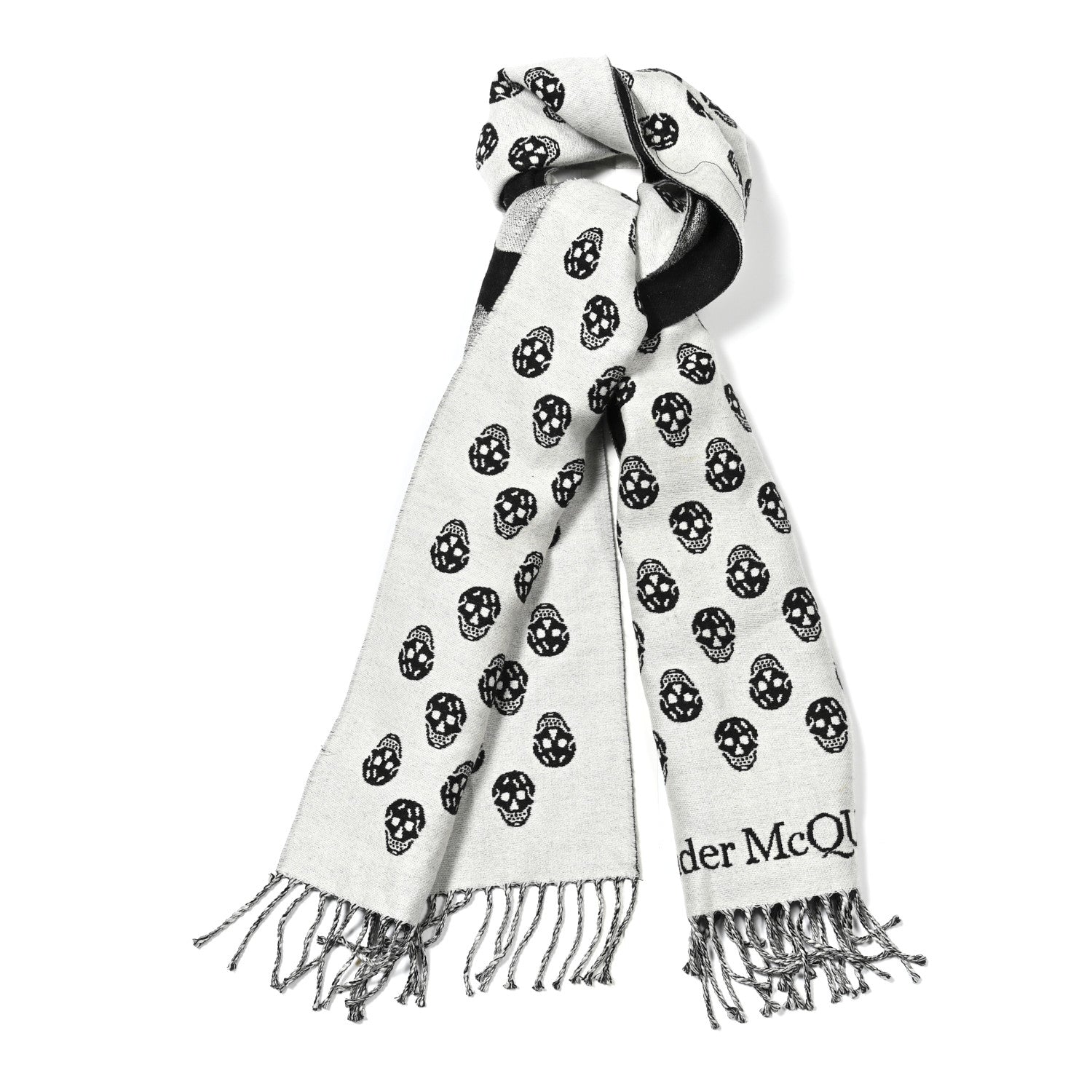 Alexander McQueen Wool Reversible Upside Down Skull Orchid Scarf
