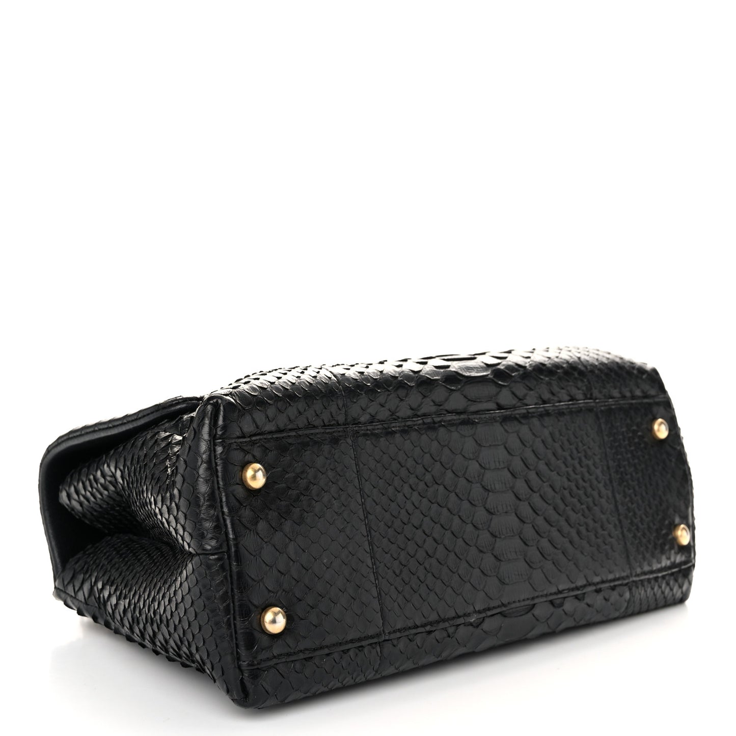 Snakeskin Small Coco Handle Flap Black