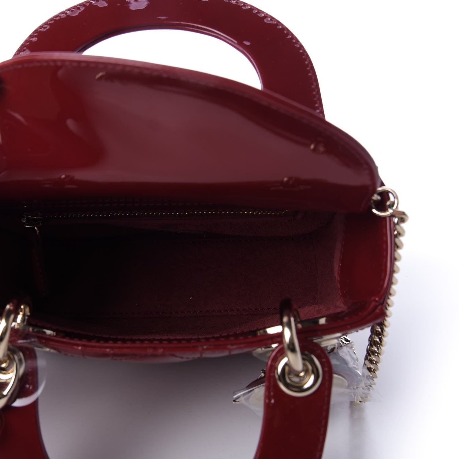 Christian Dior Patent Cannage Mini Lady Dior Red 5 of 9