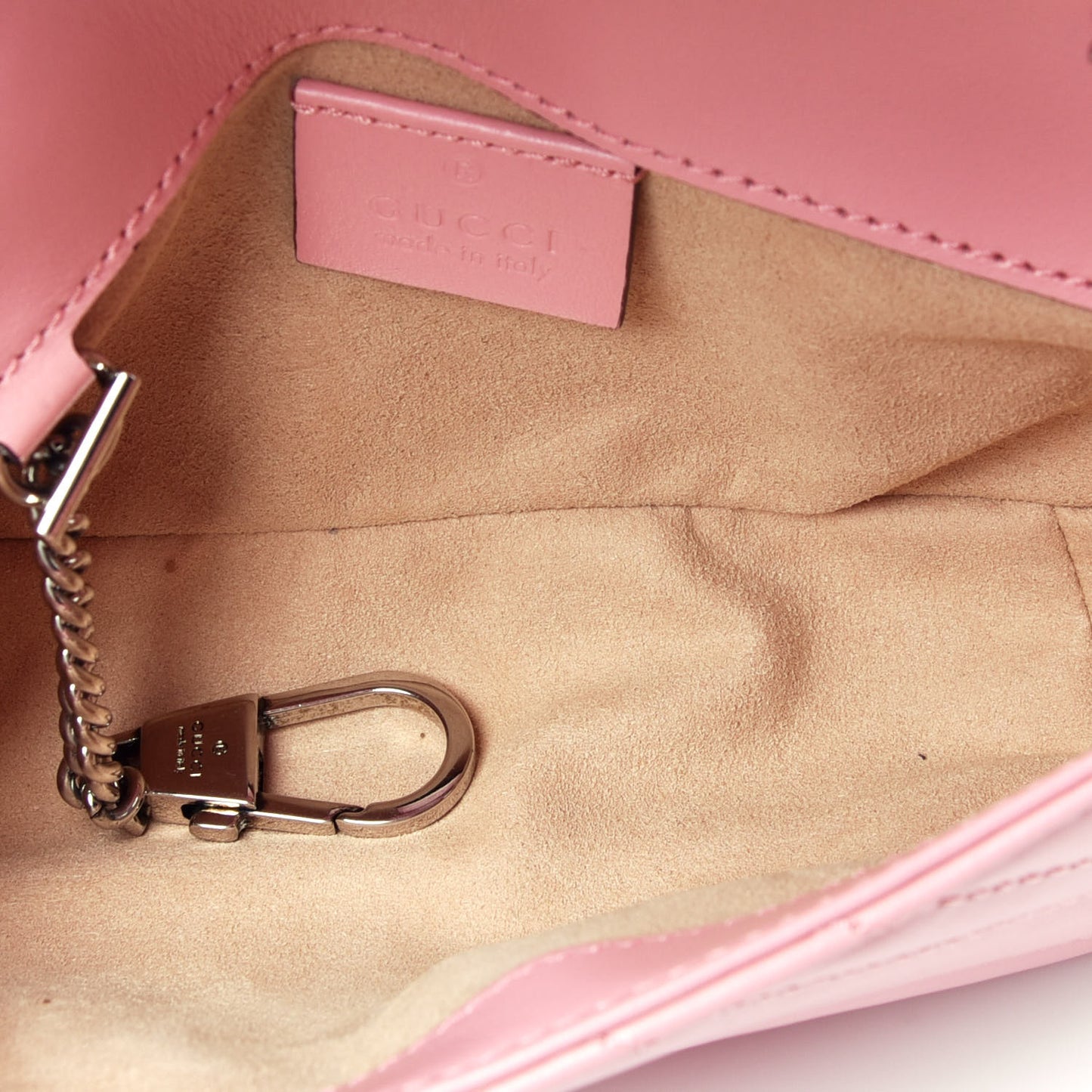 Calfskin Matelasse Super Mini GG Marmont Shoulder Bag Wild Rose