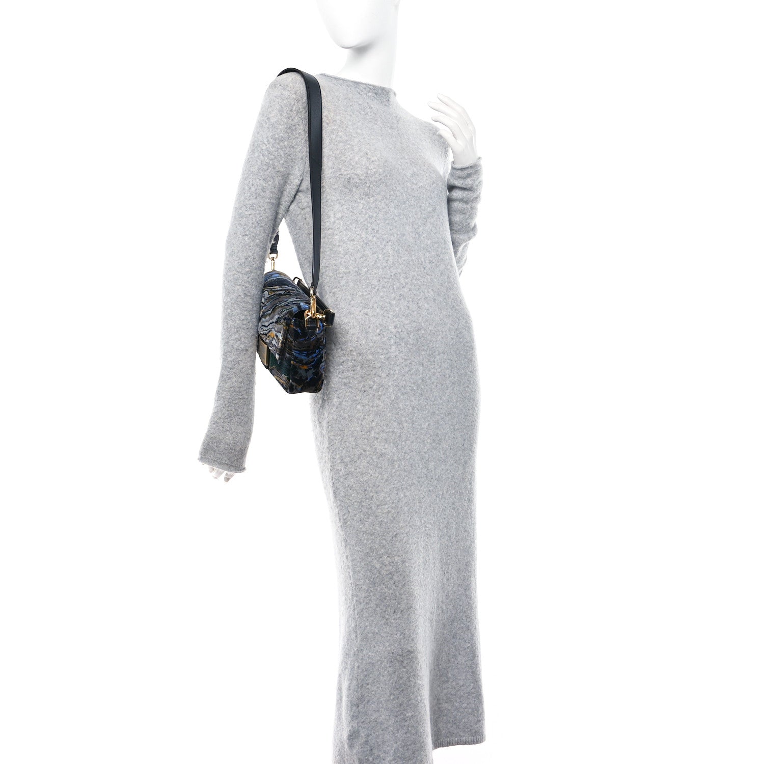 Fendi Velvet Tappetino Marble Baguette Bleu Multicolor 2 of 10