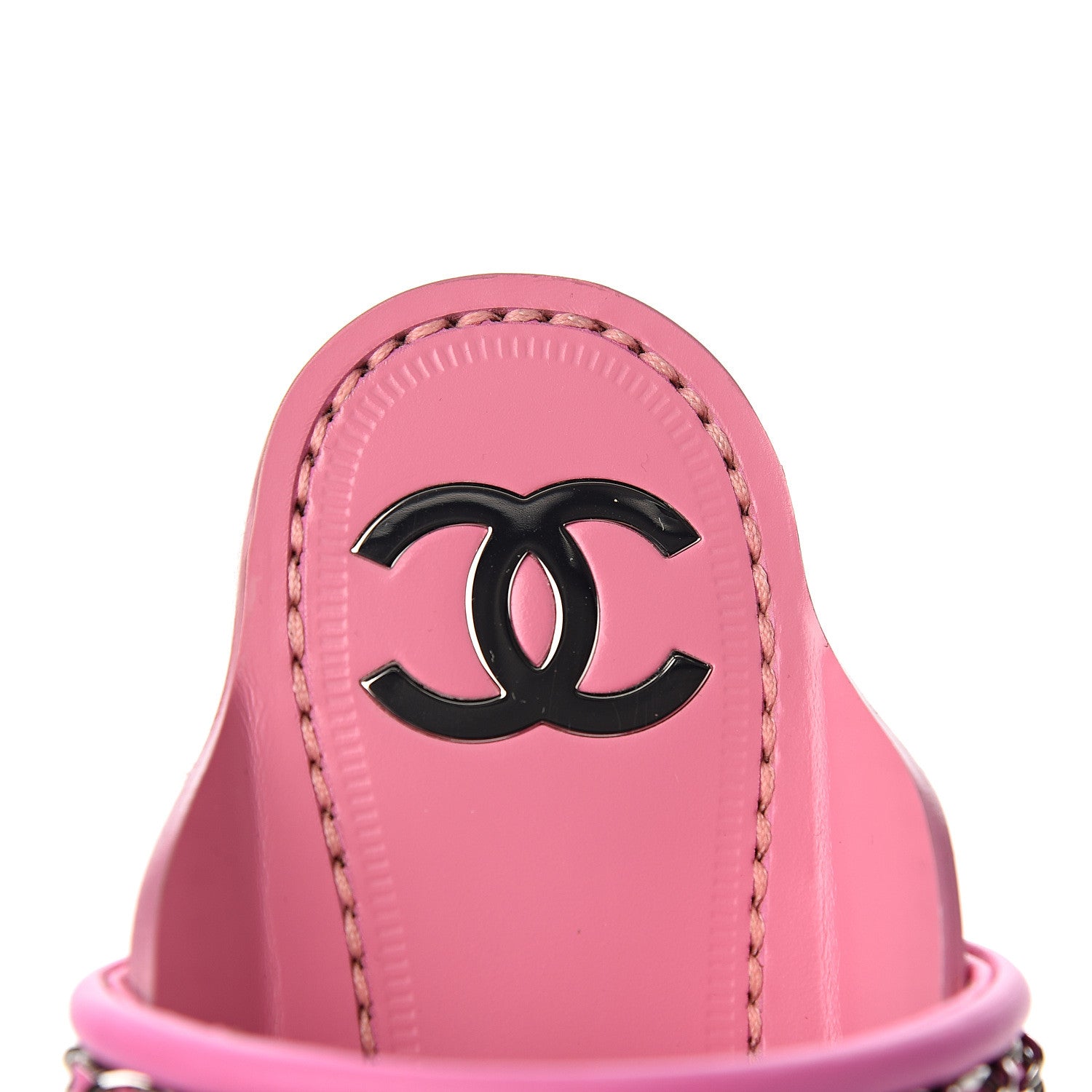 Chanel Calfskin Chain CC Thong Flat Sandals 35 Pink 7 of 9