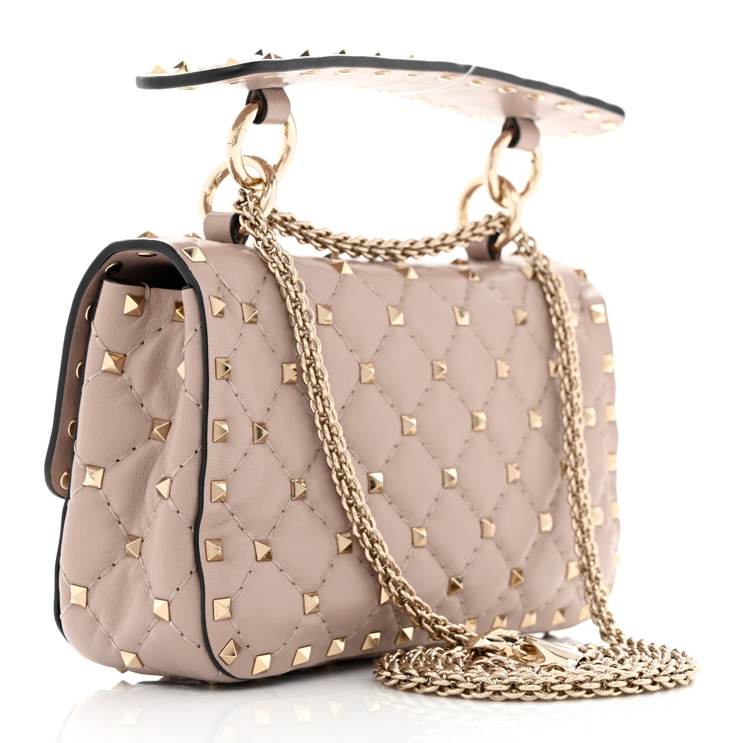 Valentino Garavani Nappa Small Rockstud Spike Shoulder Bag Poudre 3 of 10