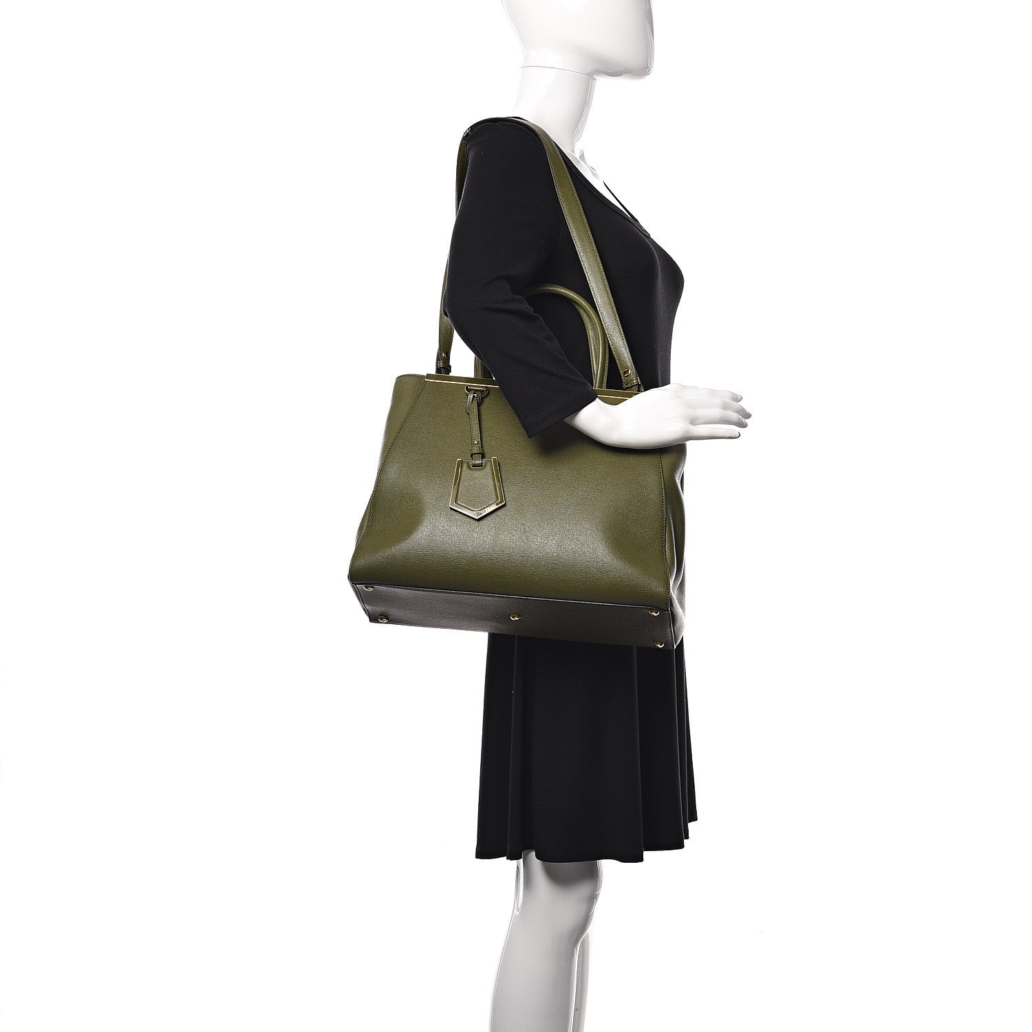 Fendi Vitello Elite Flamingo Regular 2Jours Tote Oliva 2 of 14